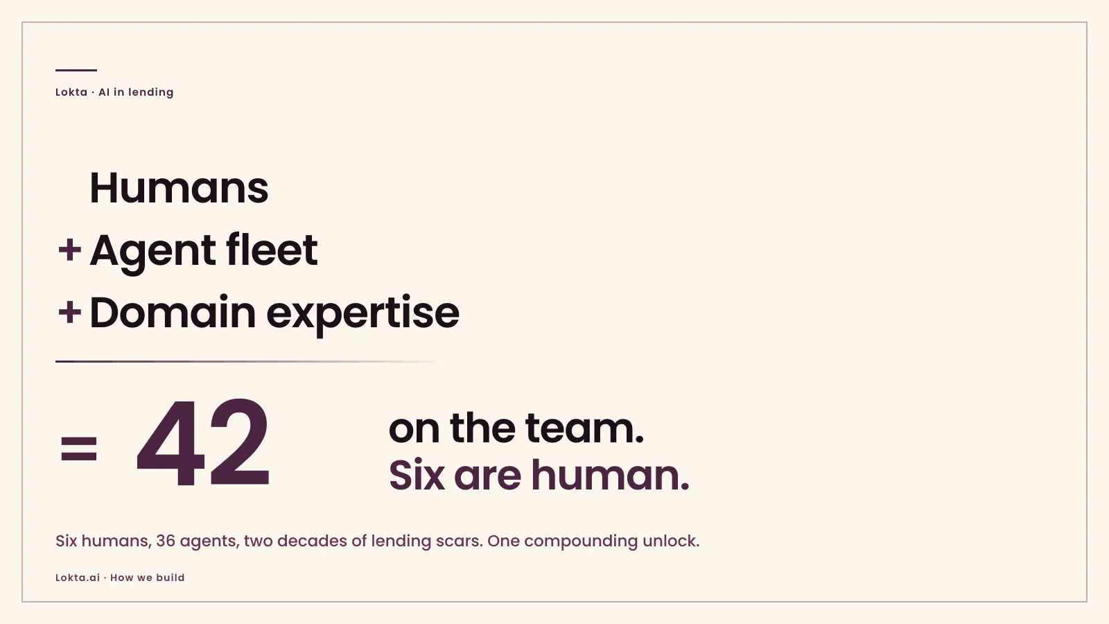 Our team is 42. Six of us are human.