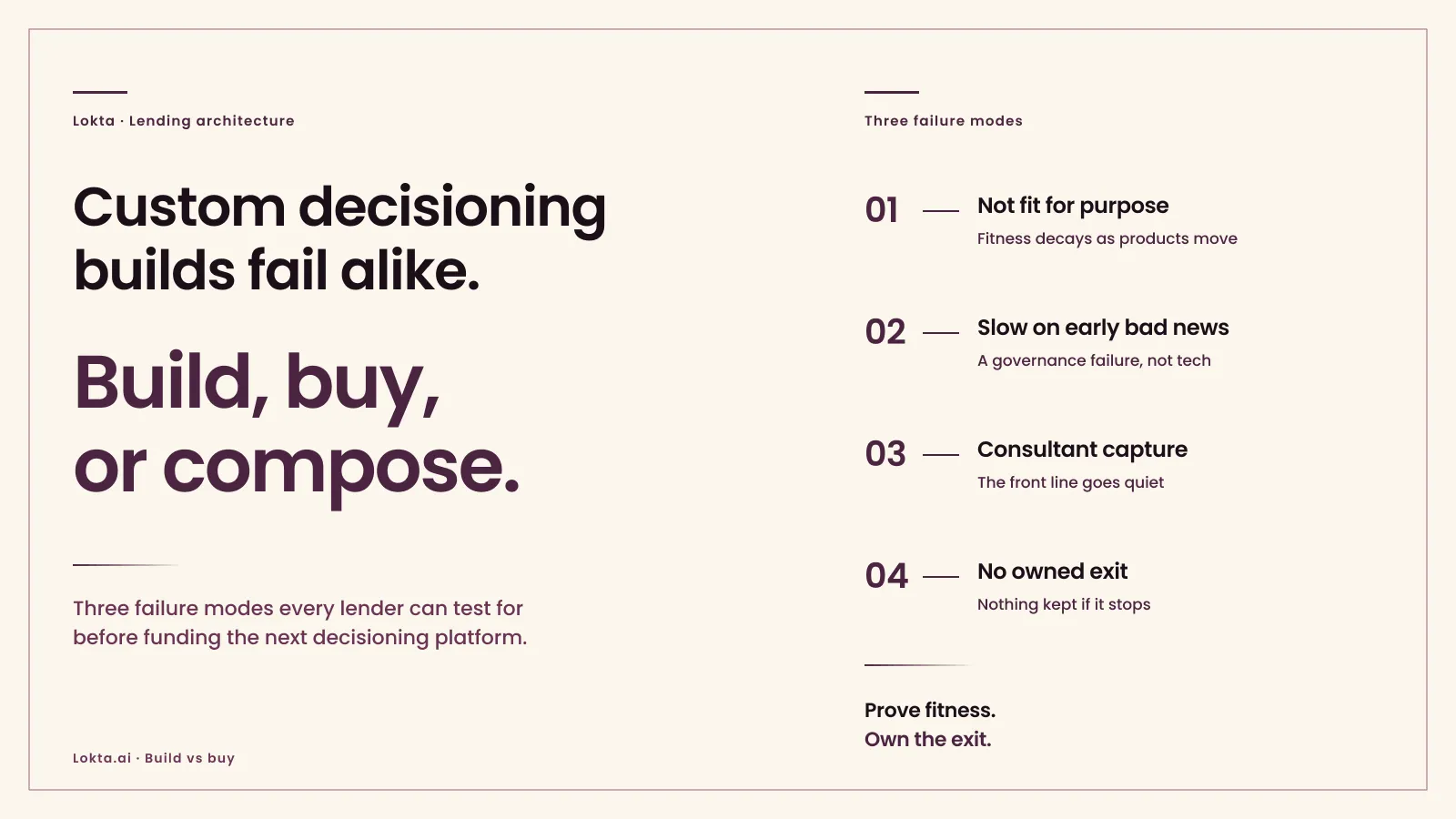 Build, buy, or compose: the credit-decisioning call a lender gets one shot at
